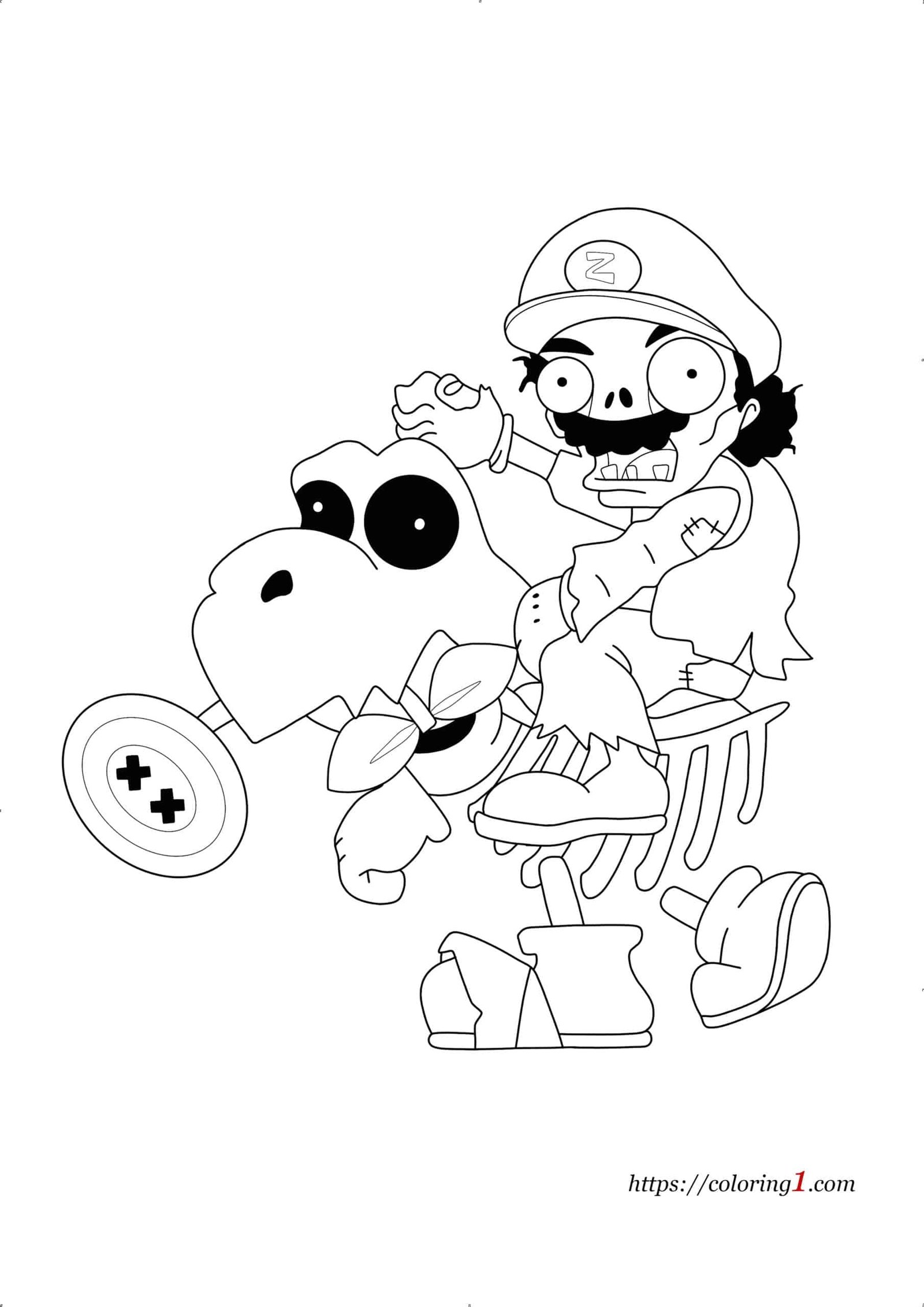 Mario Zombie kleurplaat