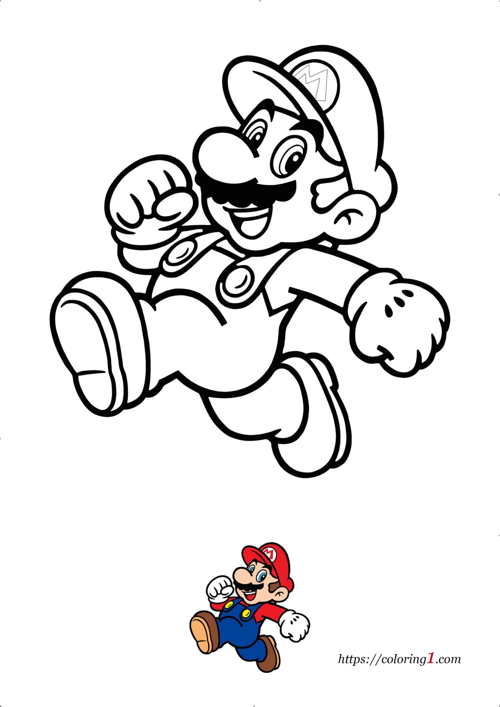 Coloriage dessin Super Mario à imprimer gratuit En Ligne