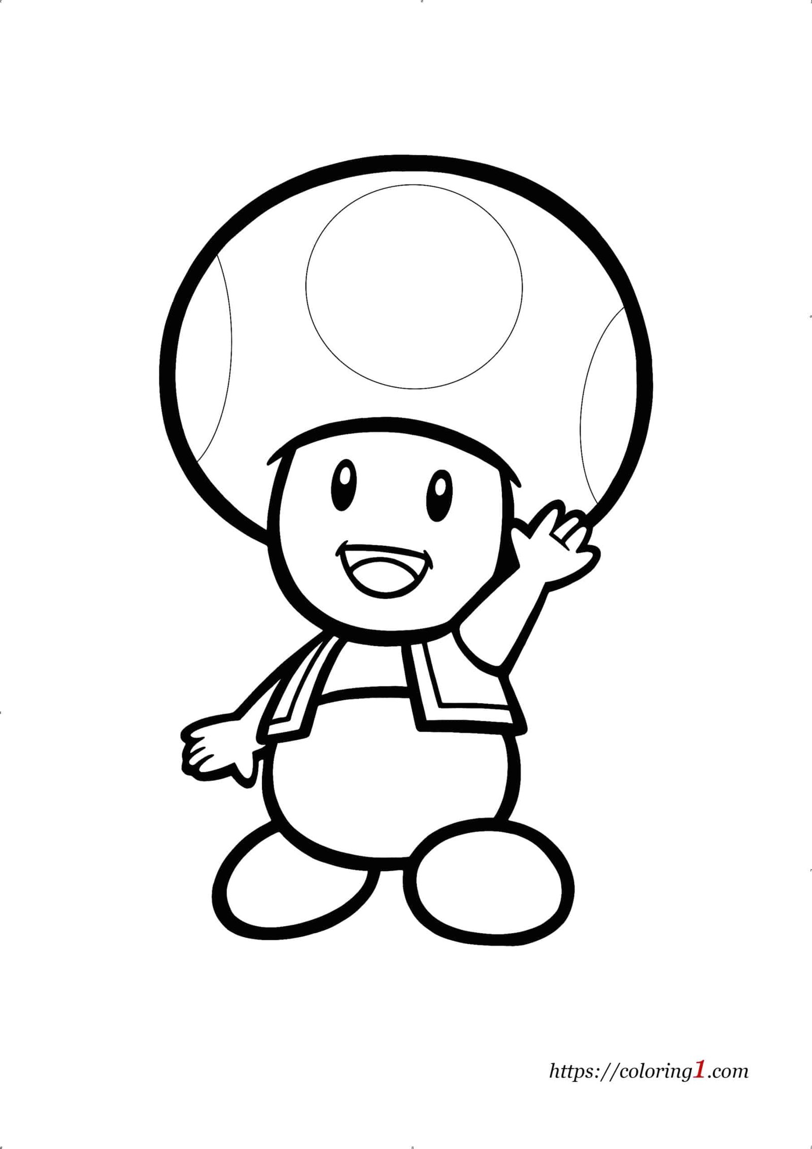 Toad Mario kleurplaat