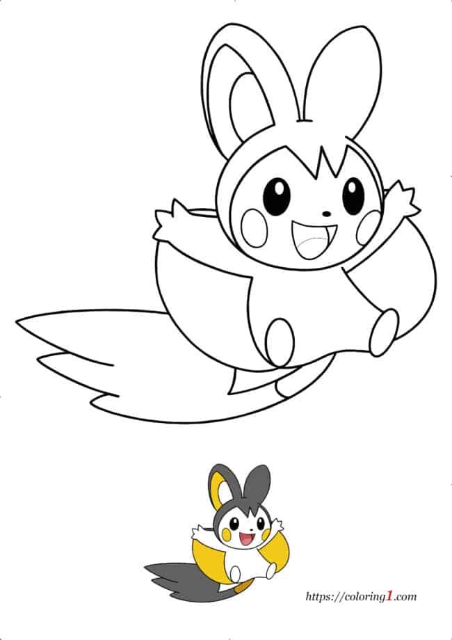 Cute Pokemon Emolga online coloring page for kids
