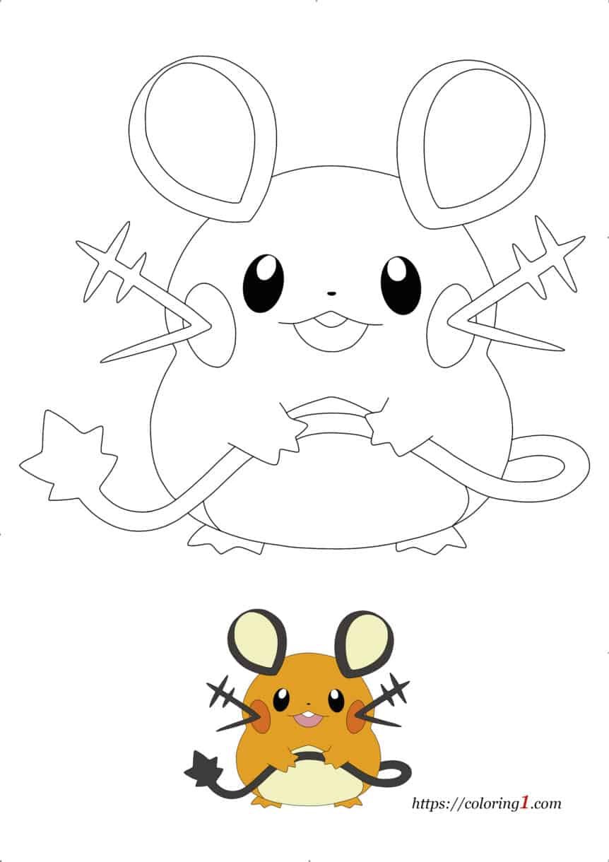 dedenne coloring page easy pokemon