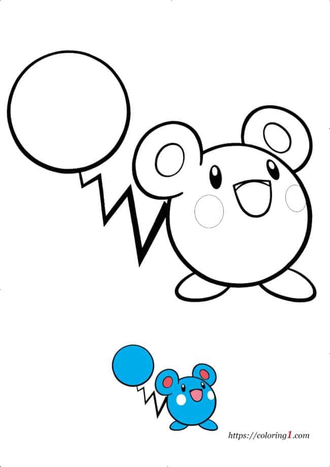 Cute Pokemon Baby Azurill coloring page for childrens