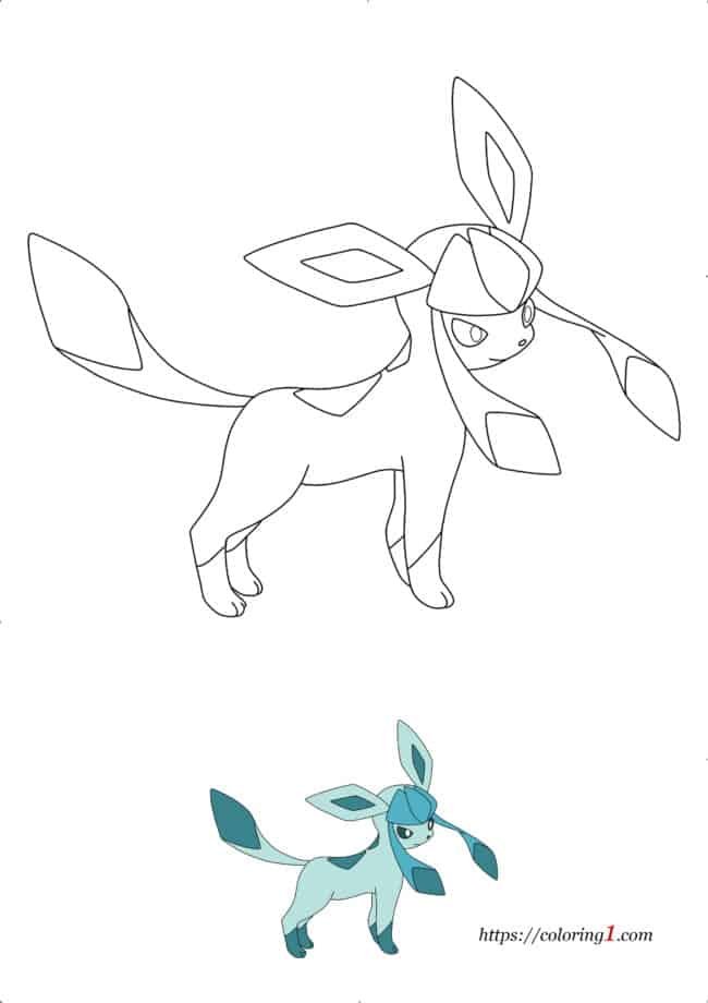 Pokemon Eevee Evolutions Glaceon online coloring page for kids and adults