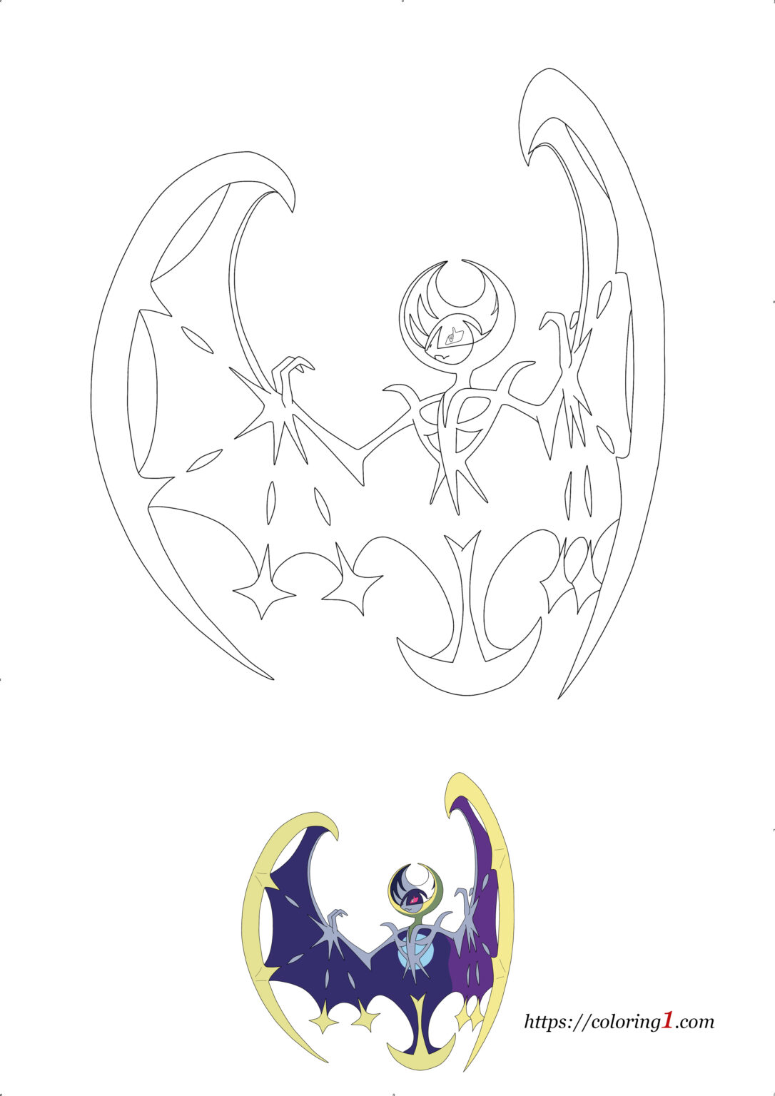 Coloriage Pokemon Lunala - Coloriage Gratuit à Imprimer Dessin 2021