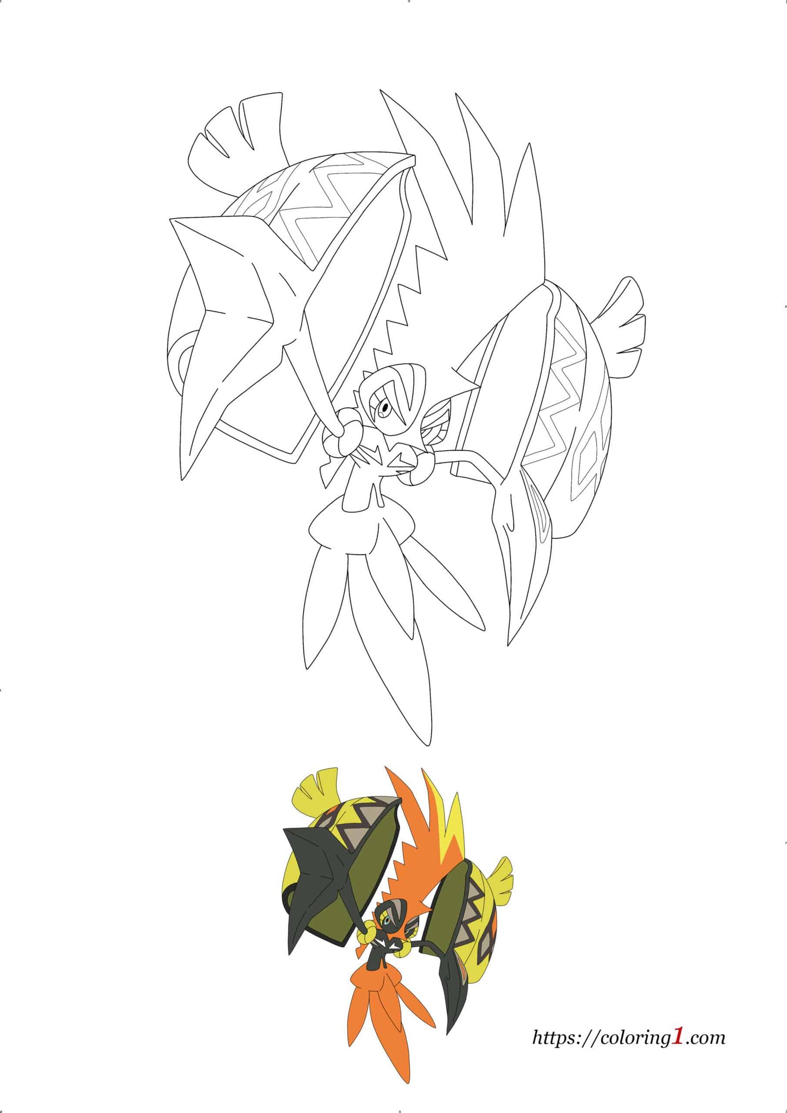 Pokemon Tapu Koko hard online coloring page to print for adults and kids
