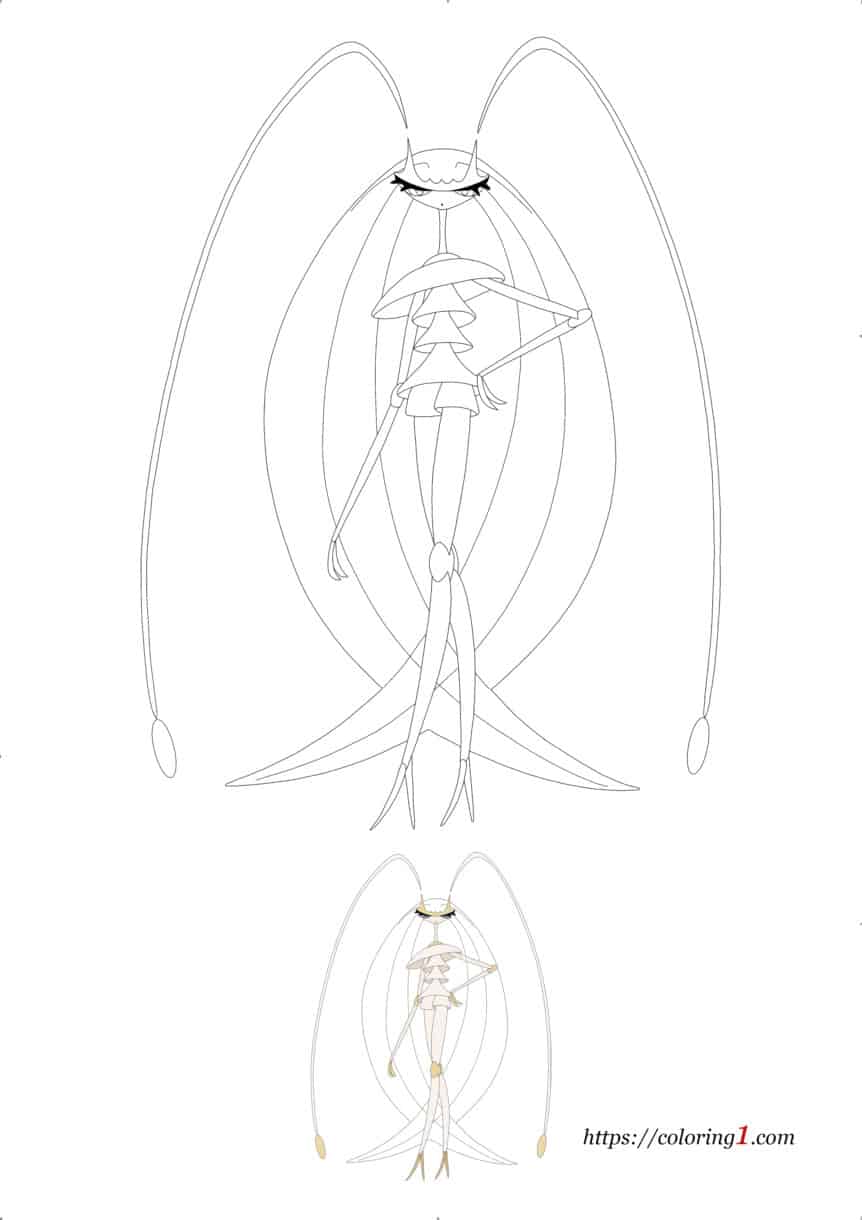 Pokemon Ultra Beast Pheromosa Coloring Pages 2 Free Coloring Sheets