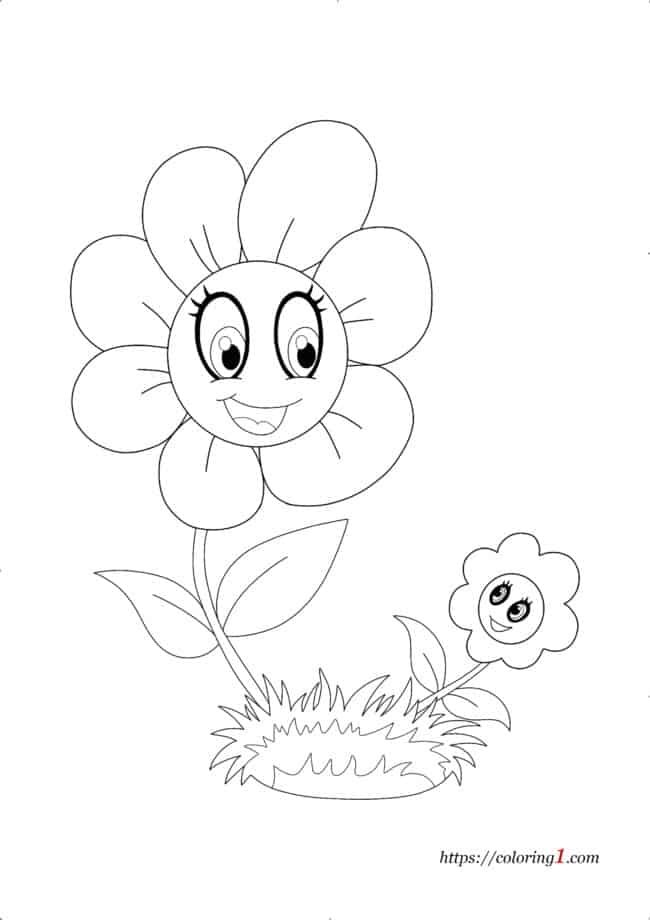 Big and Small Flower coloring page