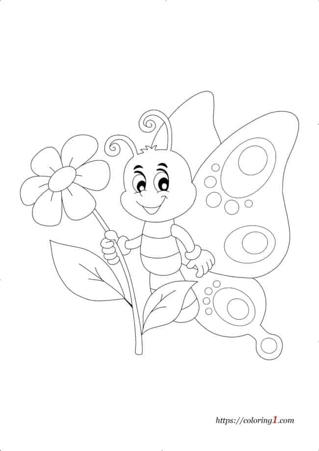Butterfly And Flower coloring page