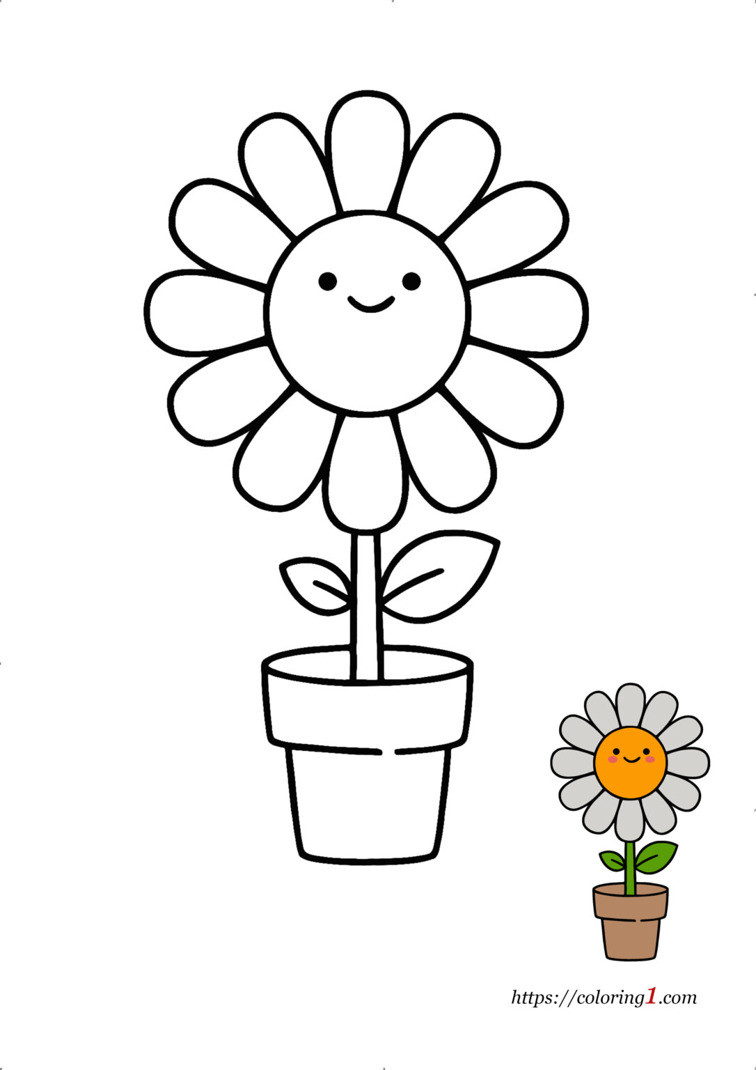 Cute Flower Coloring Pages - 2 Free Coloring Sheets (2021)