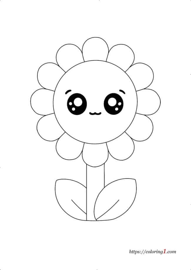 Cute Kawaii Sunflower coloring page