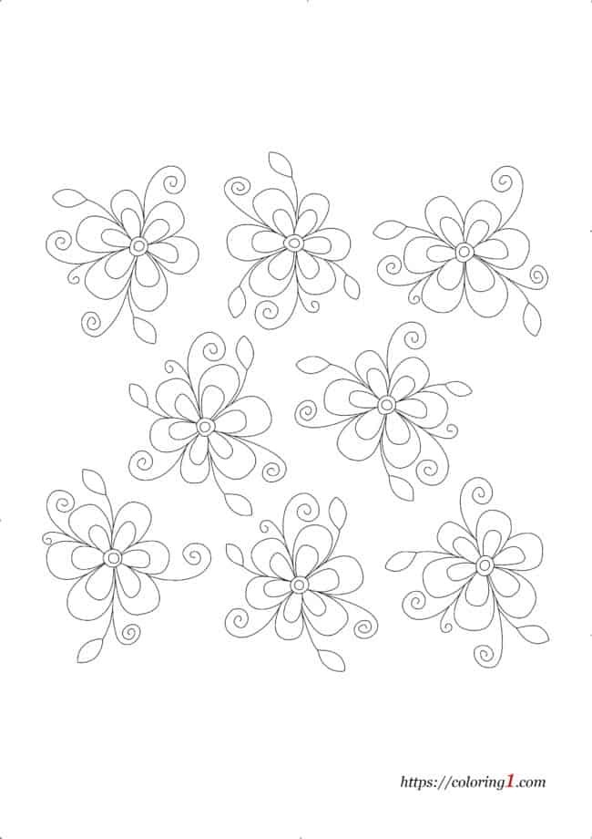Detailed Flower Pattern Design coloring page