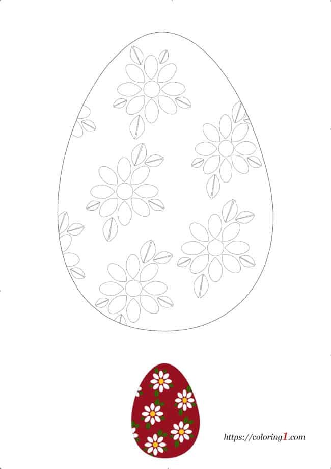 Easter Egg Flower free coloring book page with sample