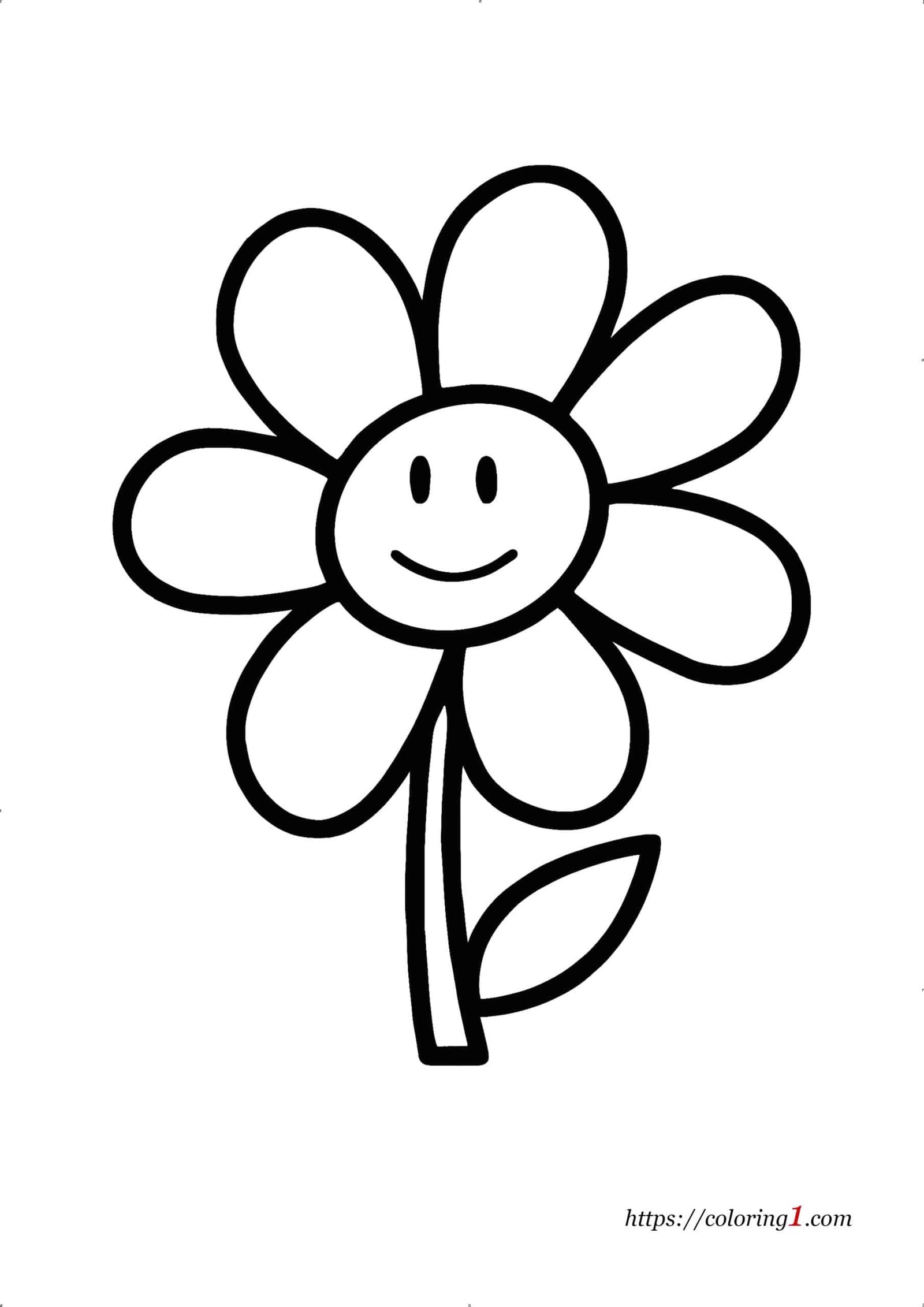 Easy Flower coloring page