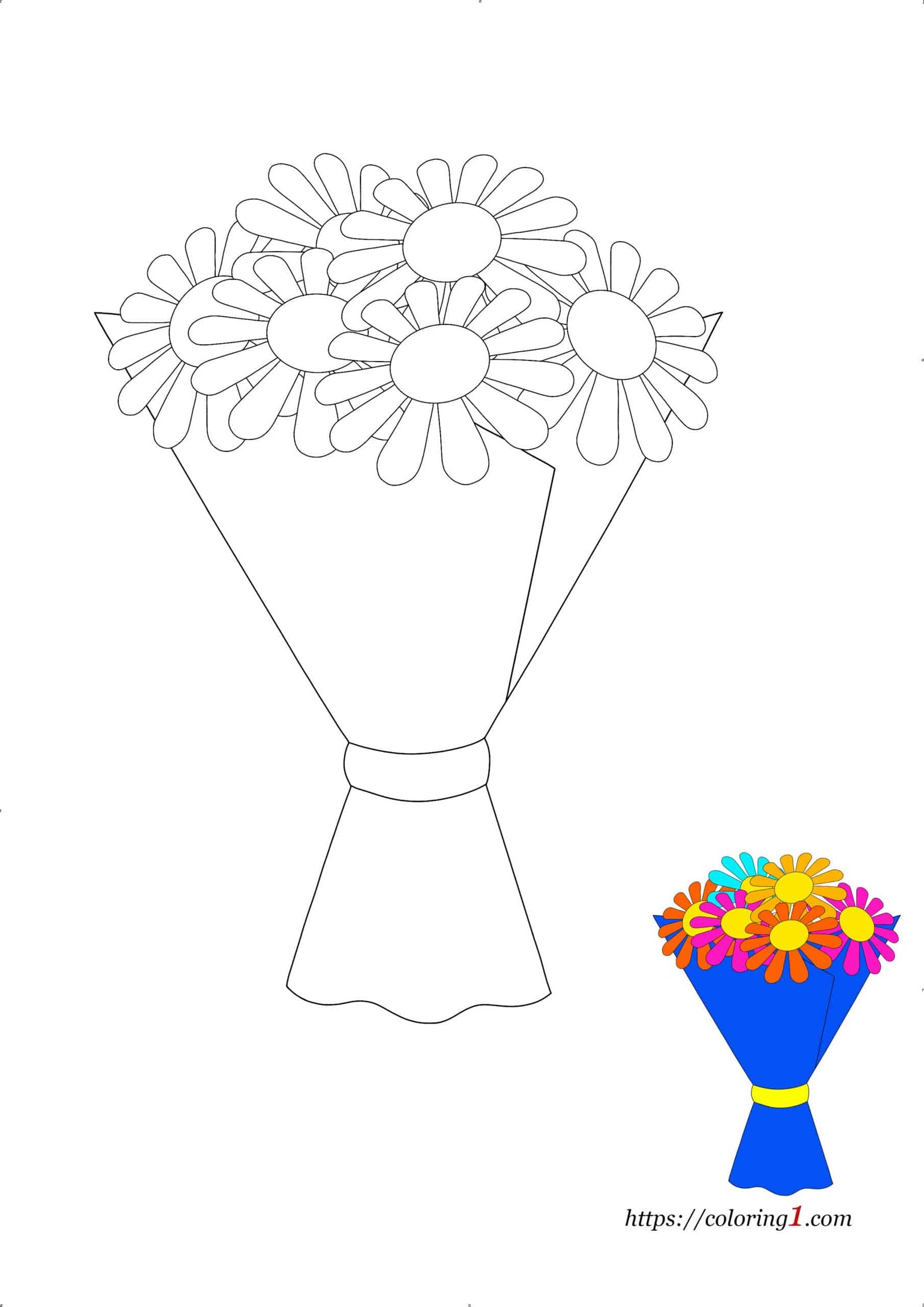Flower Bouquet free online coloring page to print out