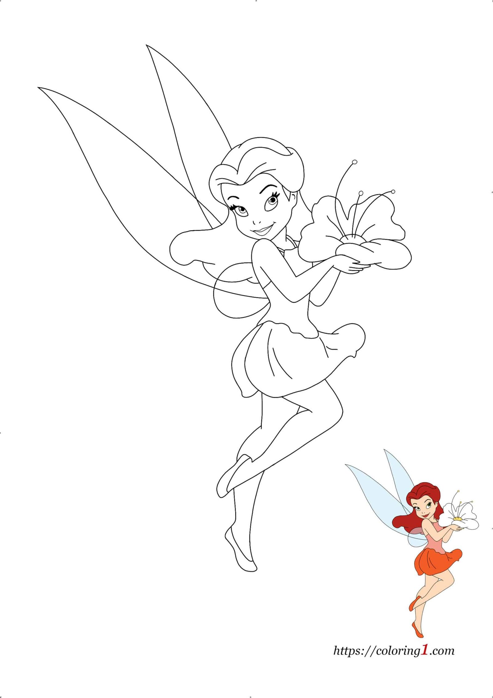 Flower Fairy magic coloring page to print