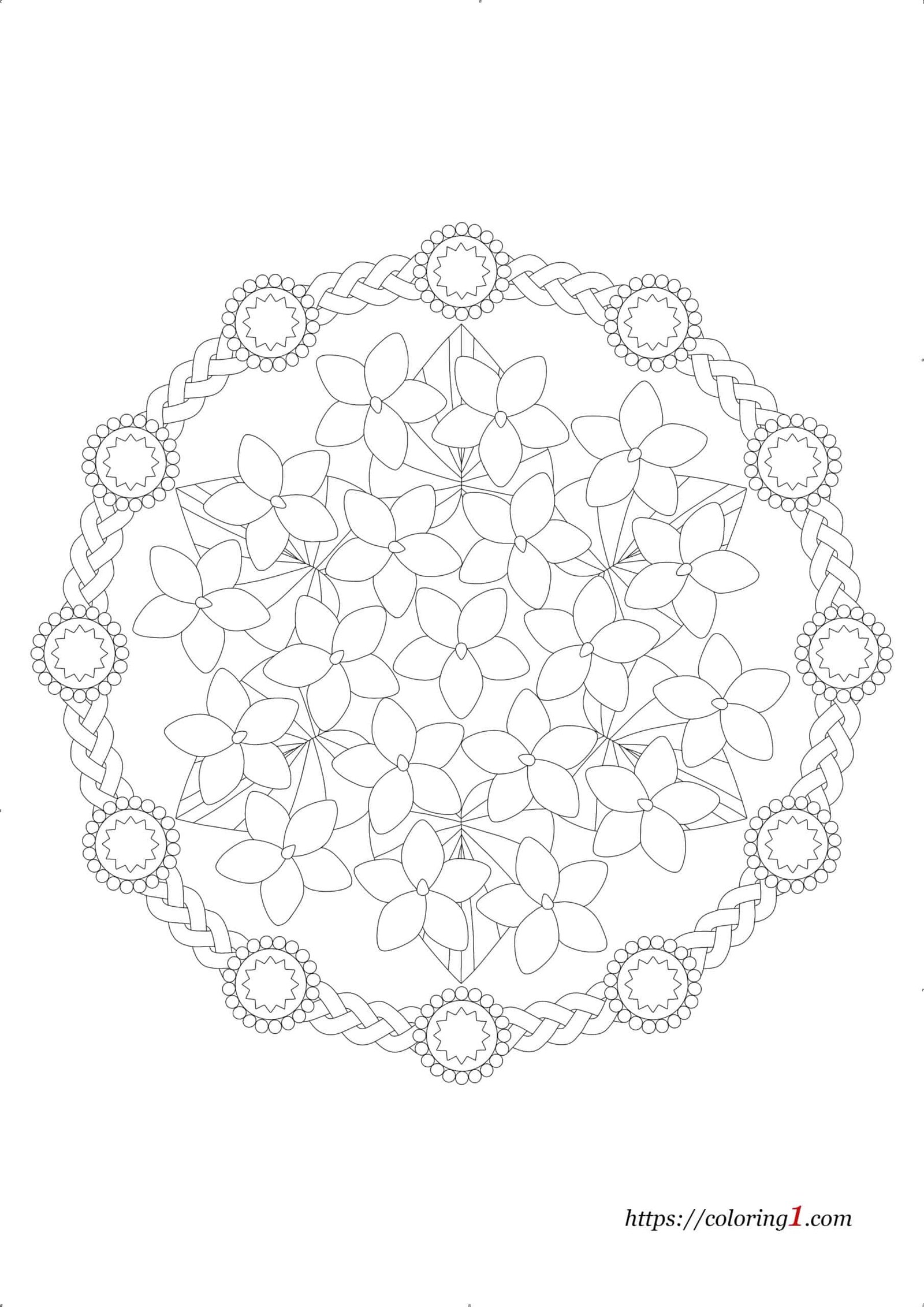 Flower Mandala hard printable coloring page for adults and kids