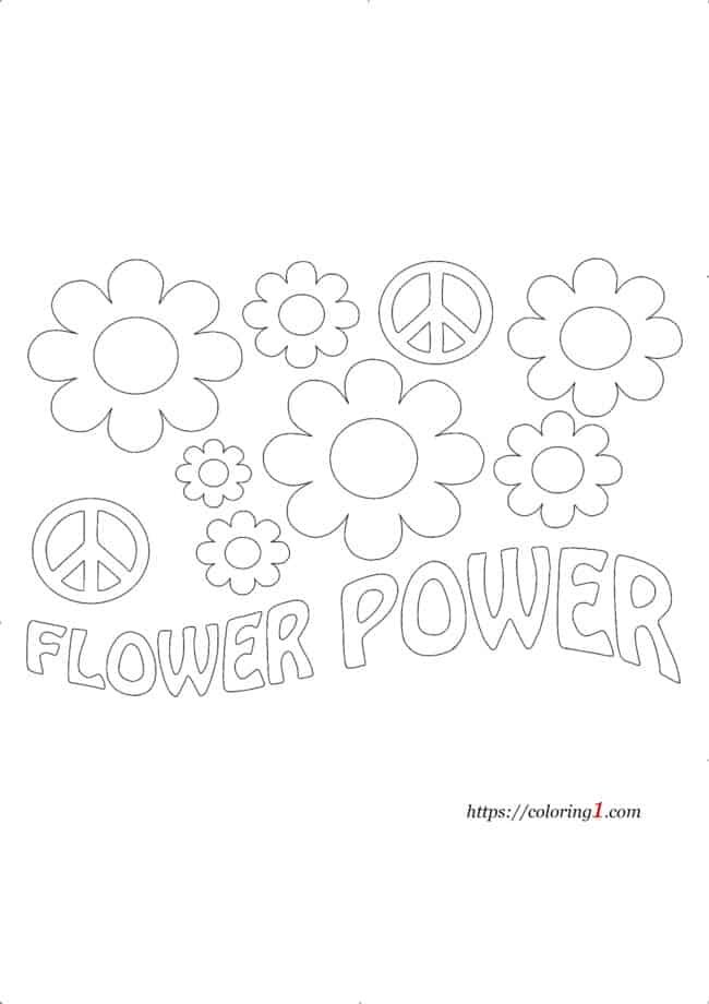 Kleurplaat Flower Power