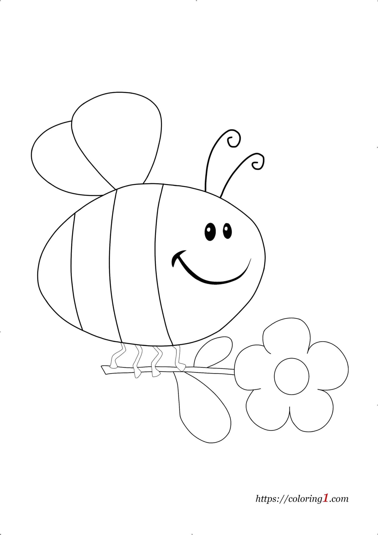 Flower and Bee coloring page