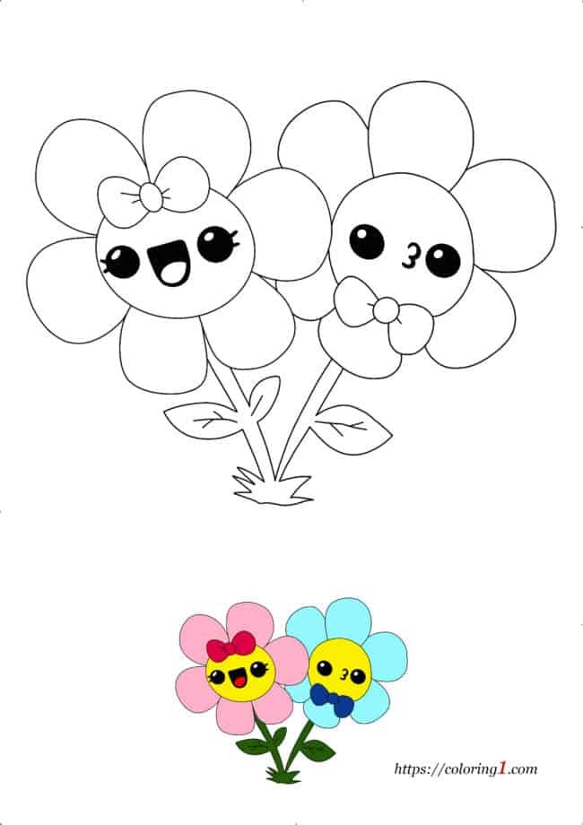 Pretty Flower easy printable coloring page for kids