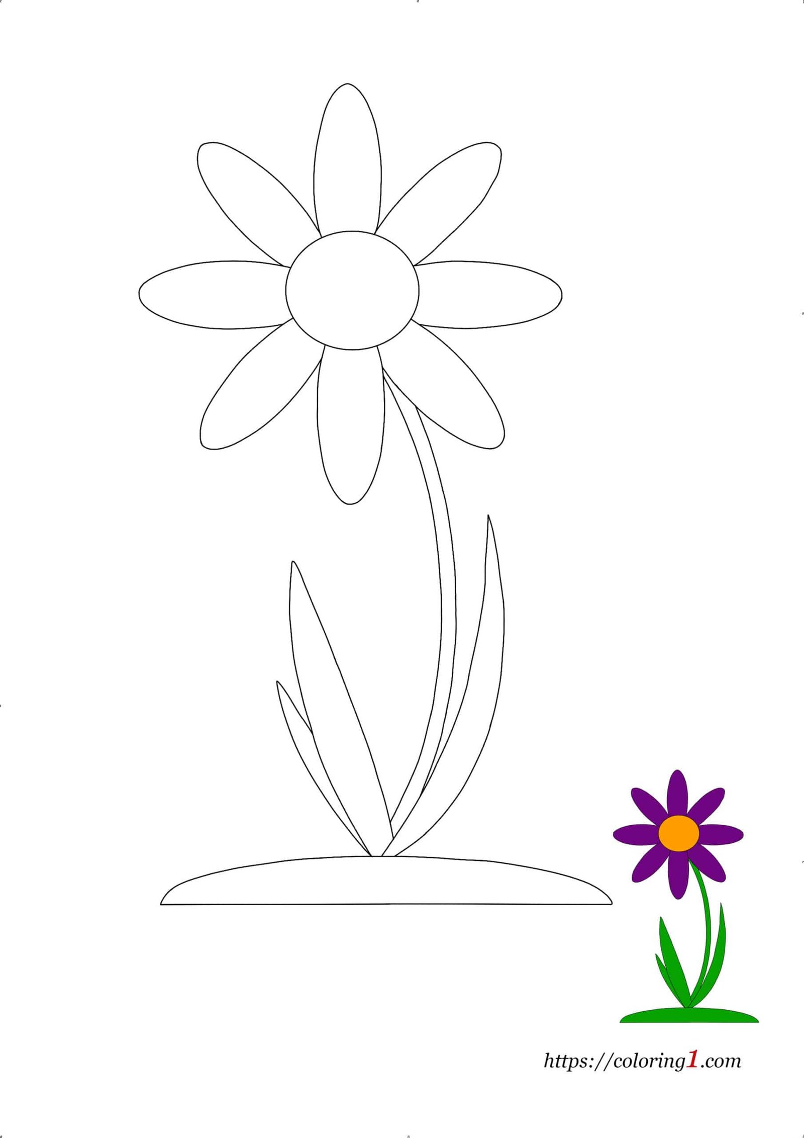 Enkele bloem eenvoudige online kleurplaat om af te drukken