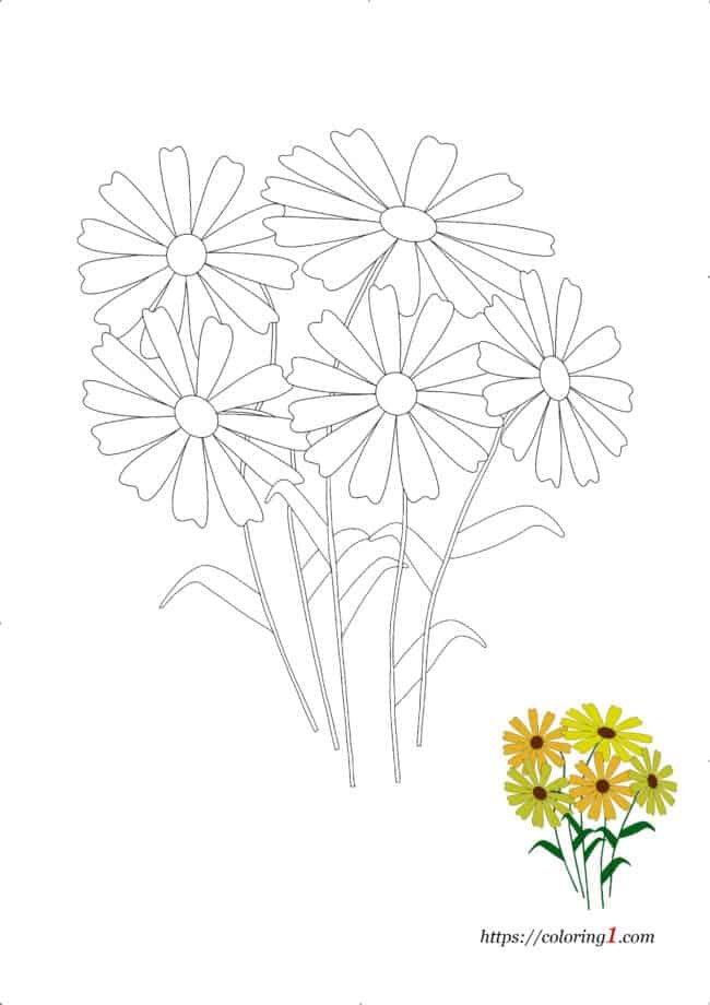 Spring Flowers easy coloring page to print