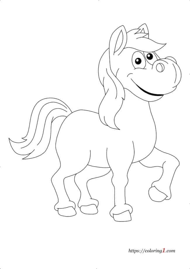 Cartoon Kleurplaat Paard
