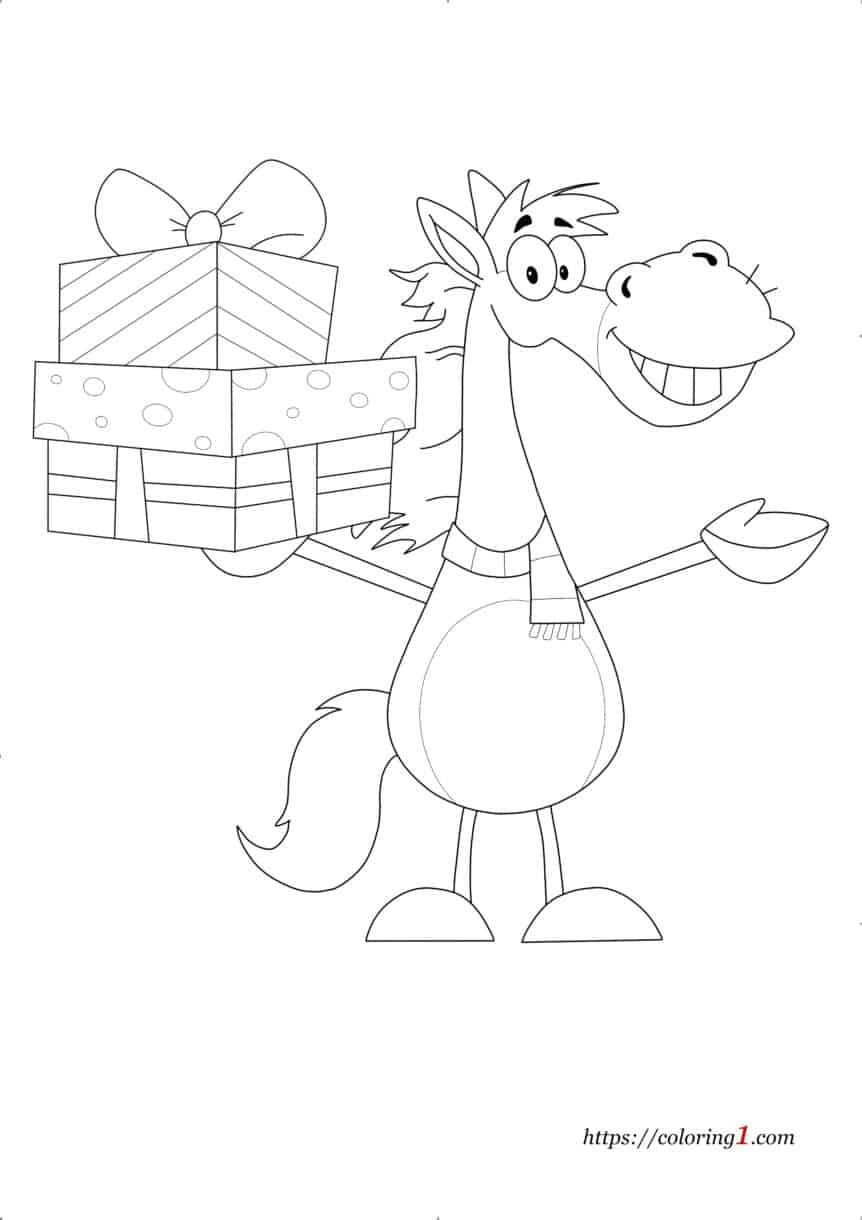 Christmas Horse Coloring Pages - 2 Free Coloring Sheets (2021)