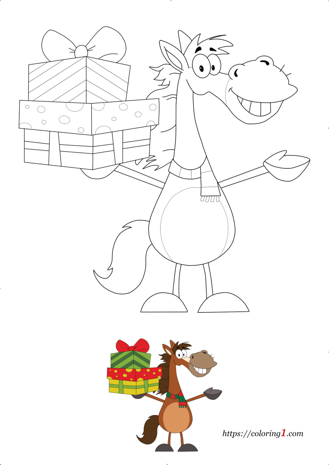 Christmas Horse Coloring Pages - 2 Free Coloring Sheets (2021)