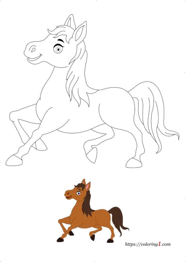Schattige Paard gemakkelijke kleurplaat voor kinderen