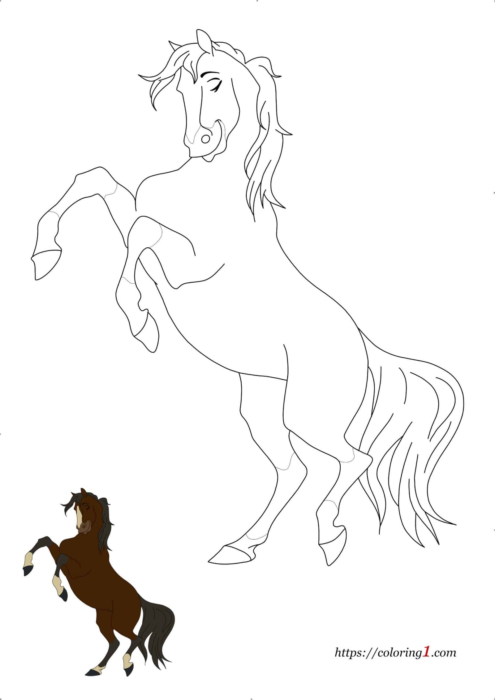 Detailed Horse free coloring page to print with sample