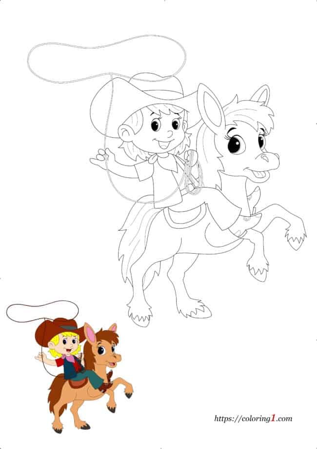 Galloping Horse printable coloring page with sample