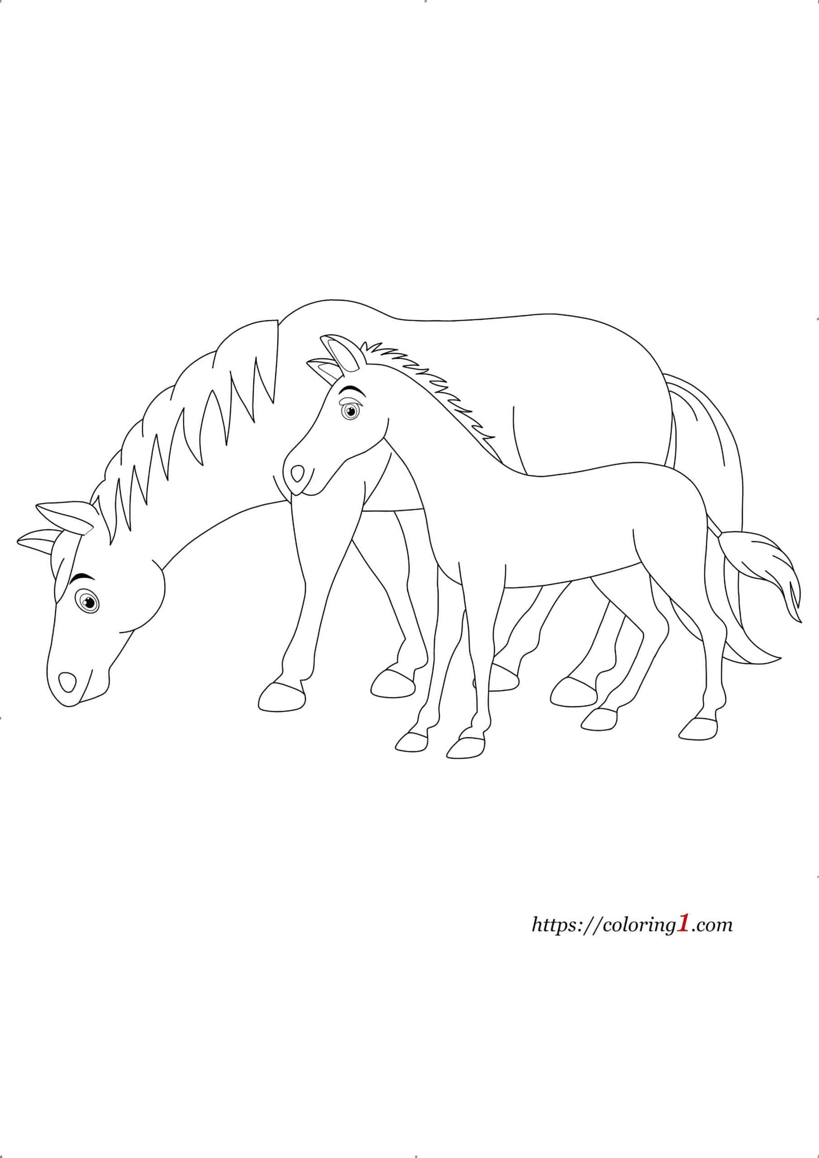 Kleurplaat Paarden Met Veulen
