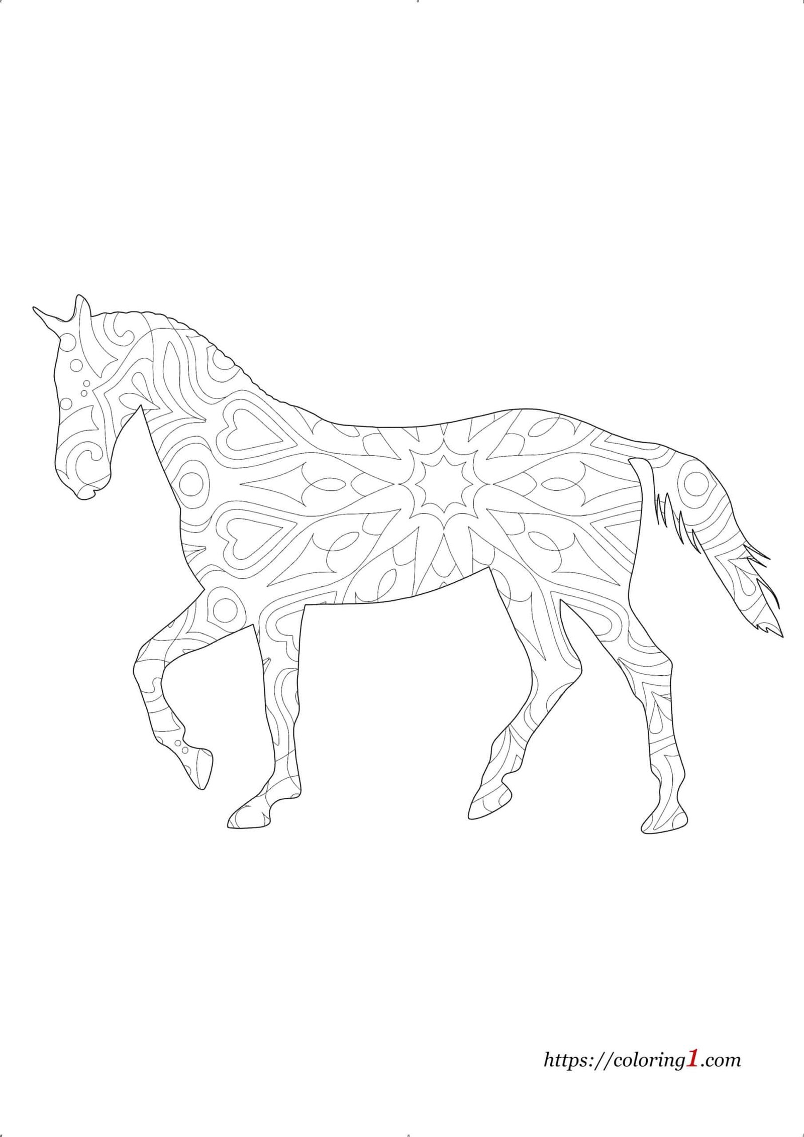 Kleurplaat Paard Mandala
