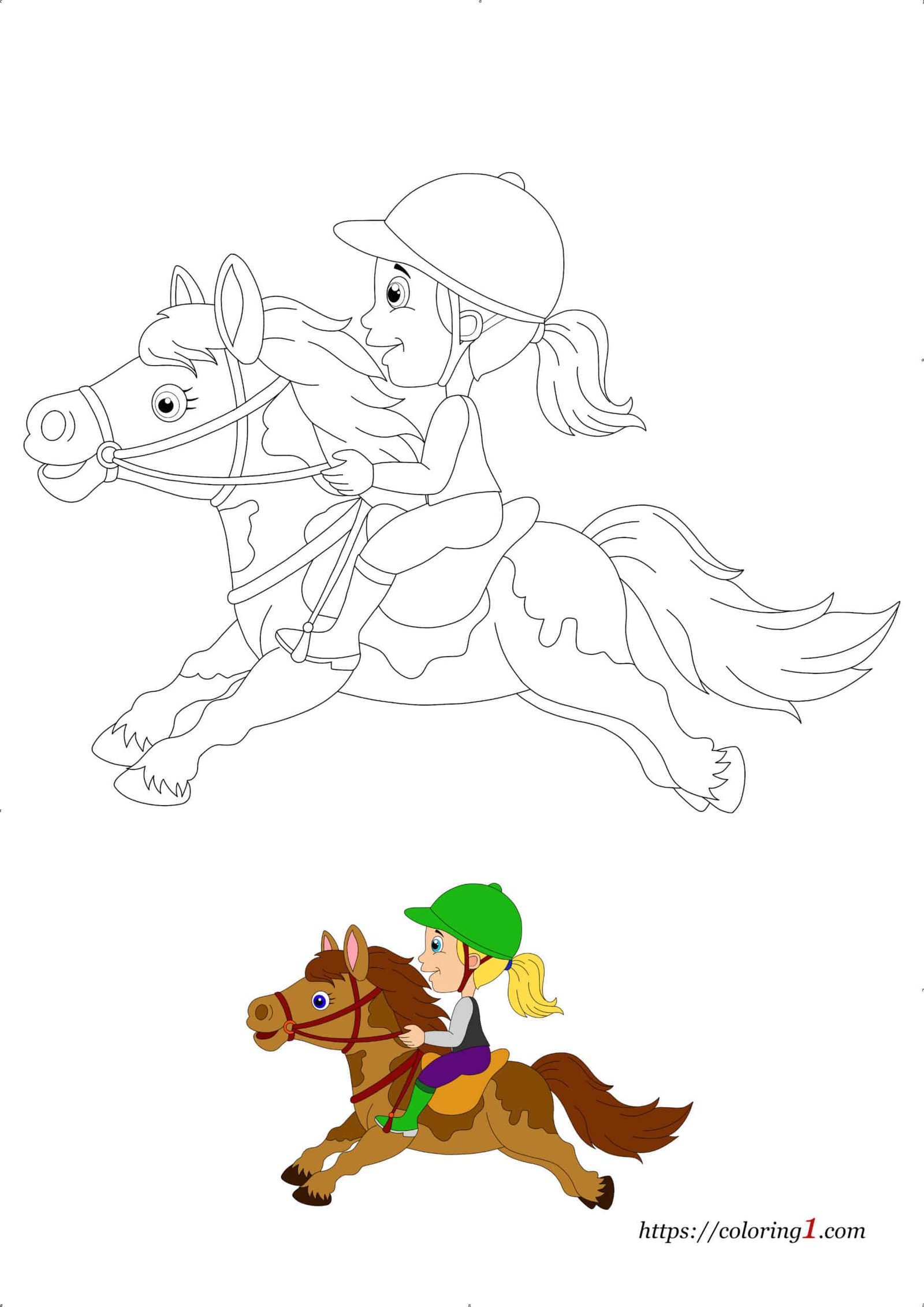Horse Racing printable coloring page for kids