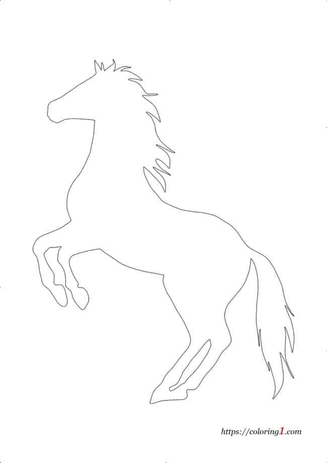 Horse Silhouette easy coloring page to print