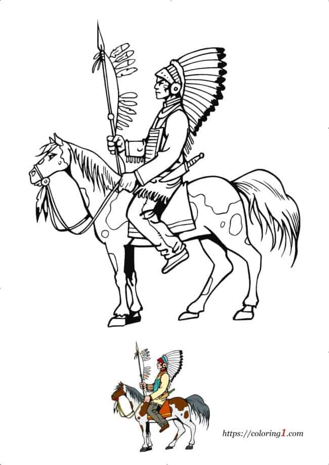 Indian Horse coloring page for adults and kids