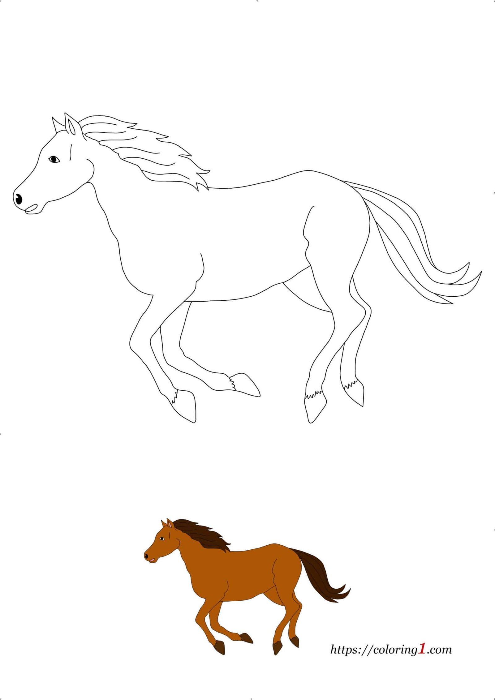 Realistic Horse easy coloring book page to print