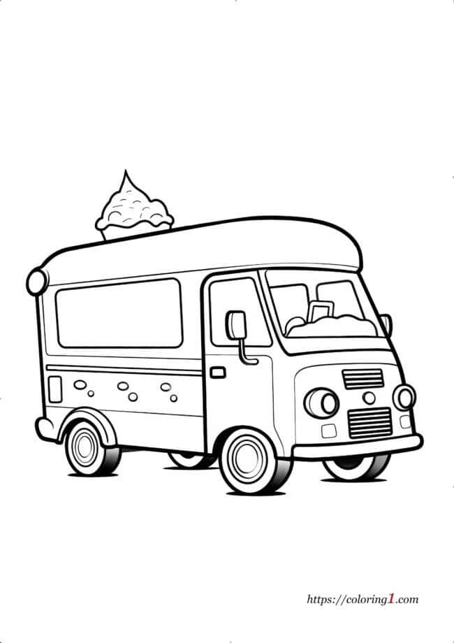 Ice Cream Bus coloring sheet for kids