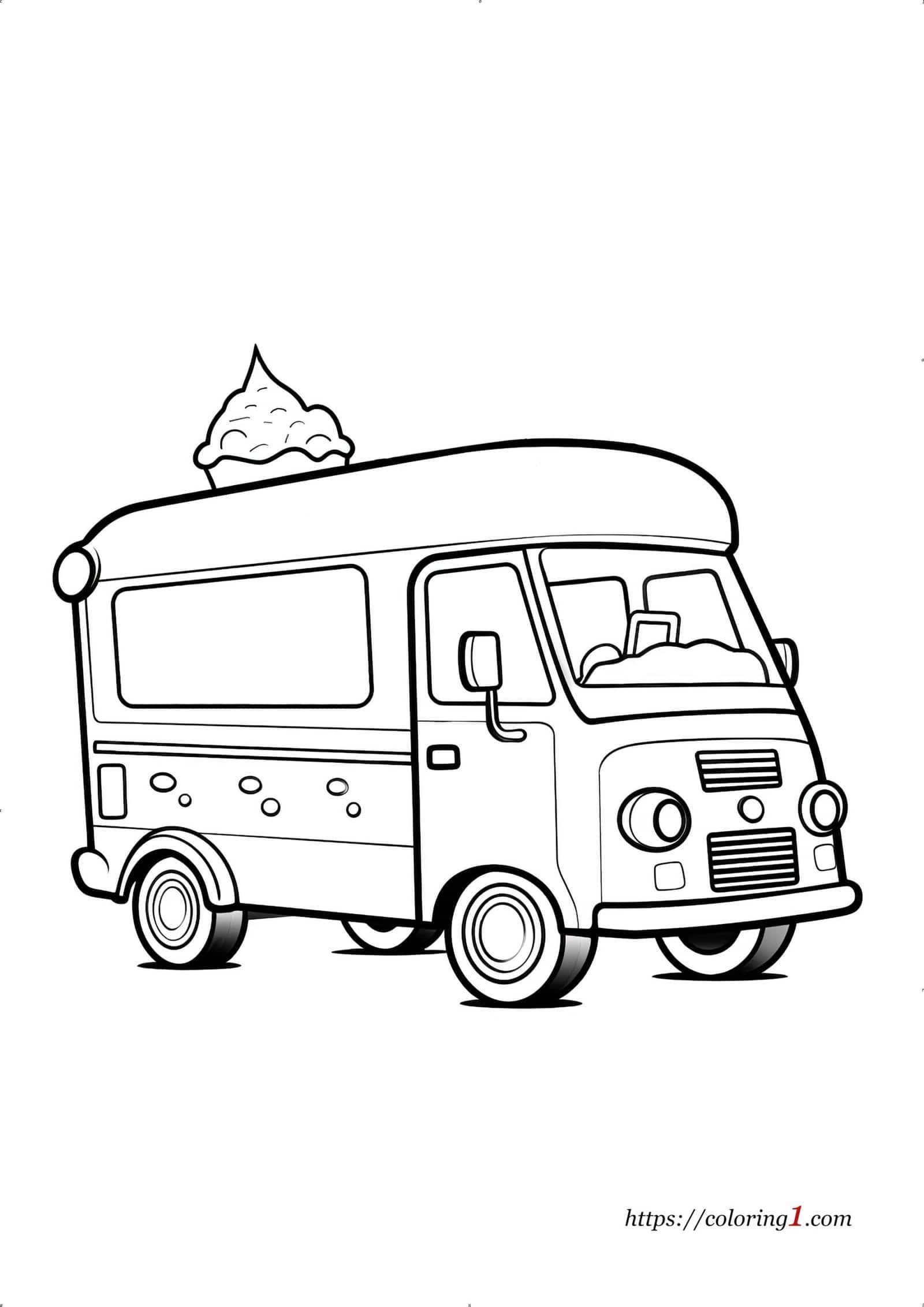 Ice Cream Bus coloring sheet for kids
