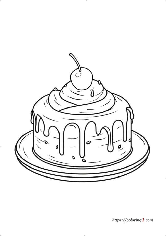Ice Cream Cake coloring page to print
