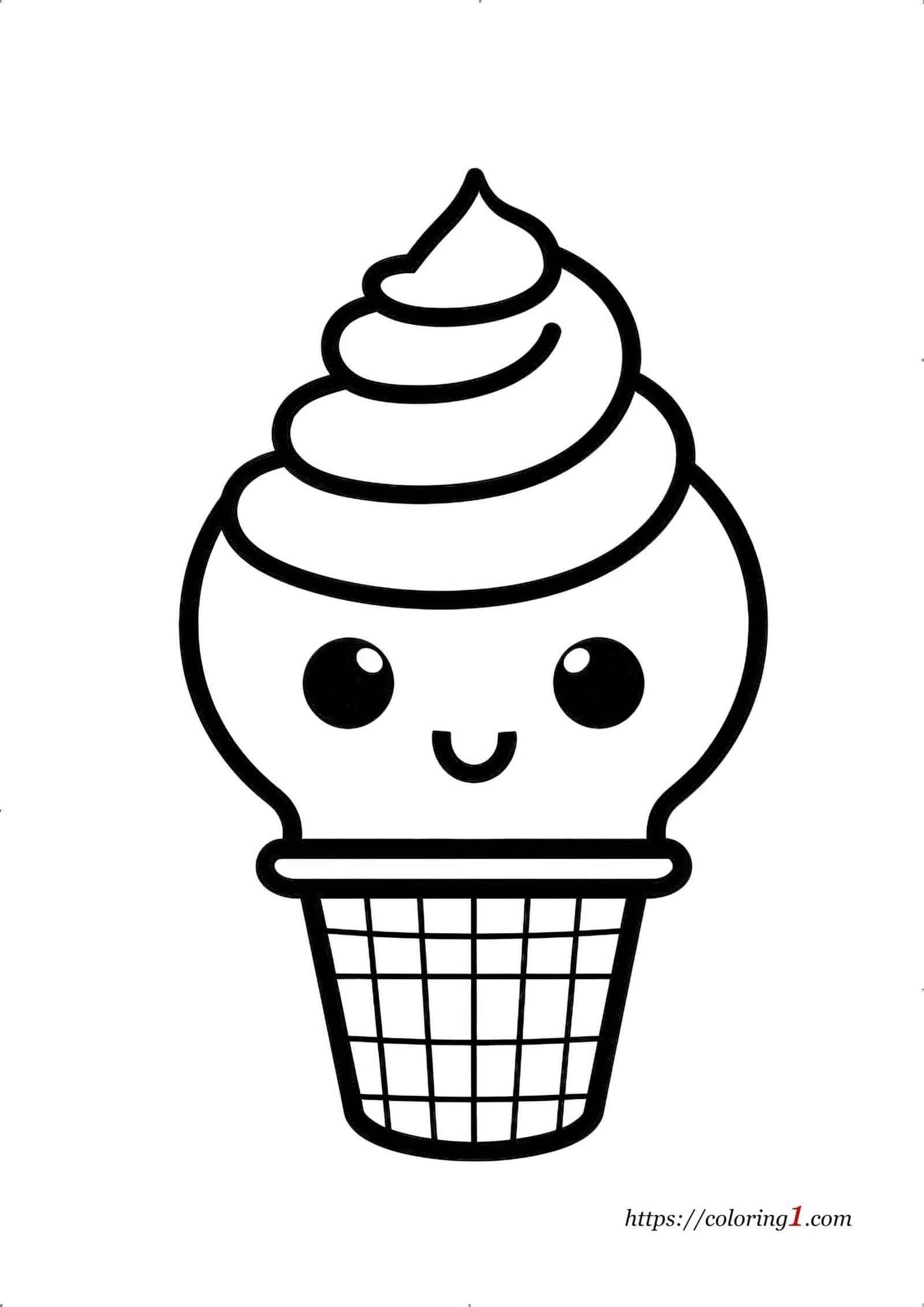 Emoji Crème Glacée Coloriage facile