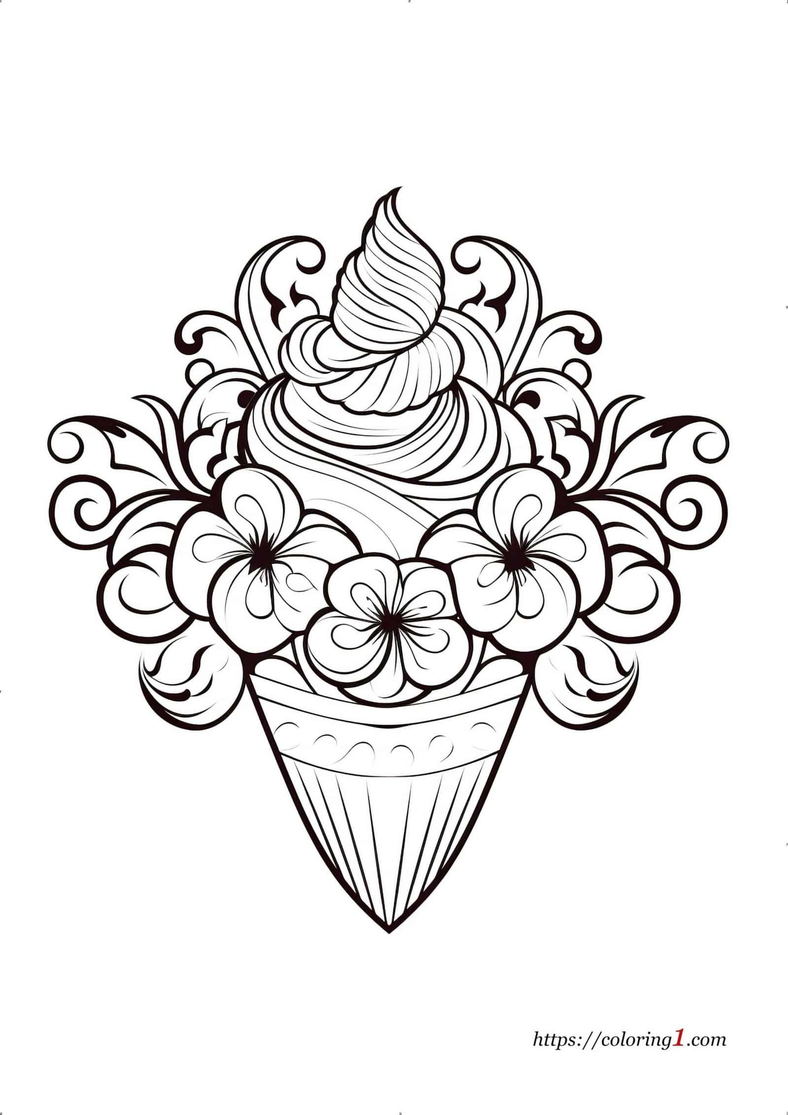 Ice Cream Mandala hard coloring page to print