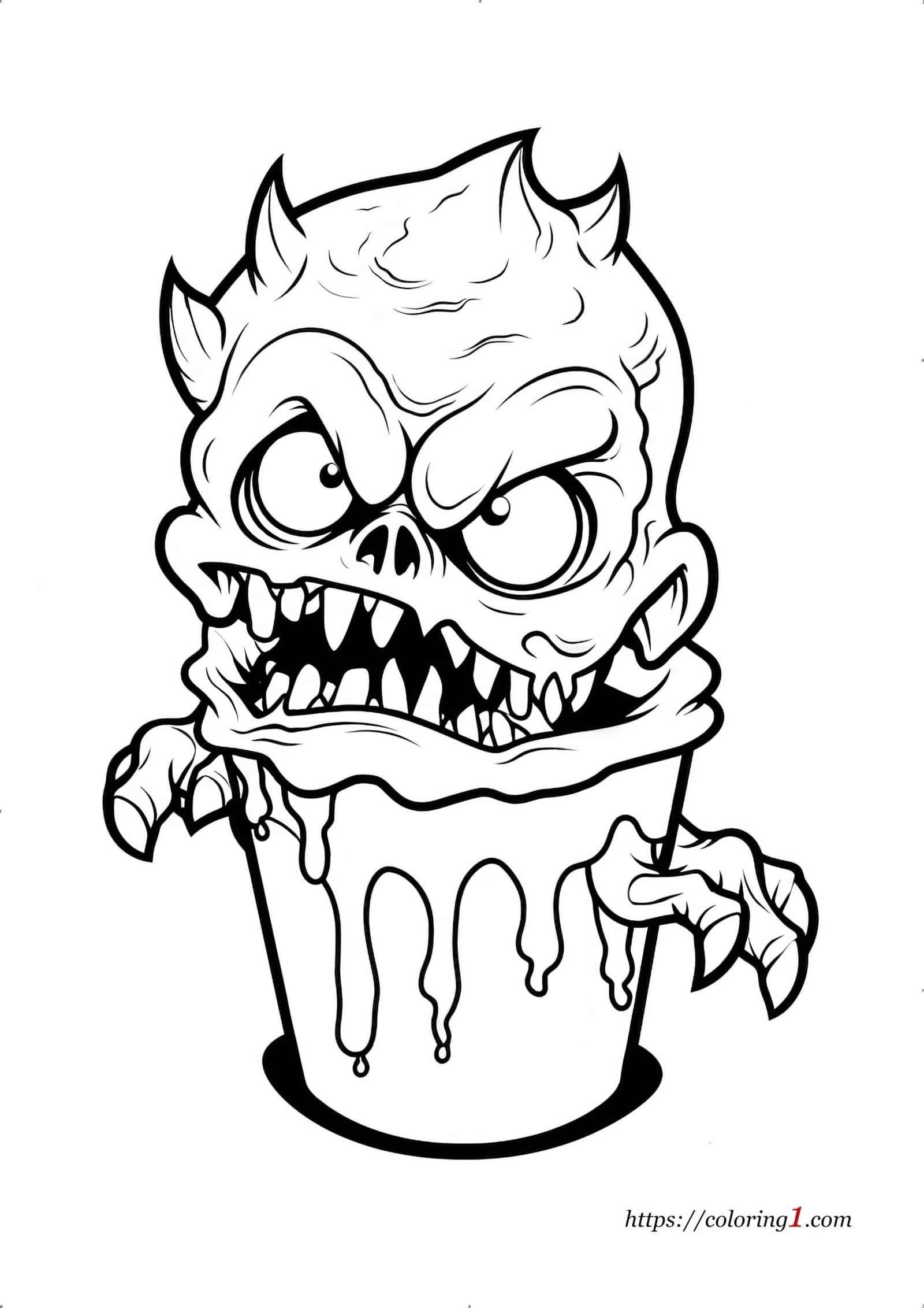 Ice Cream Zombie difficult coloring page