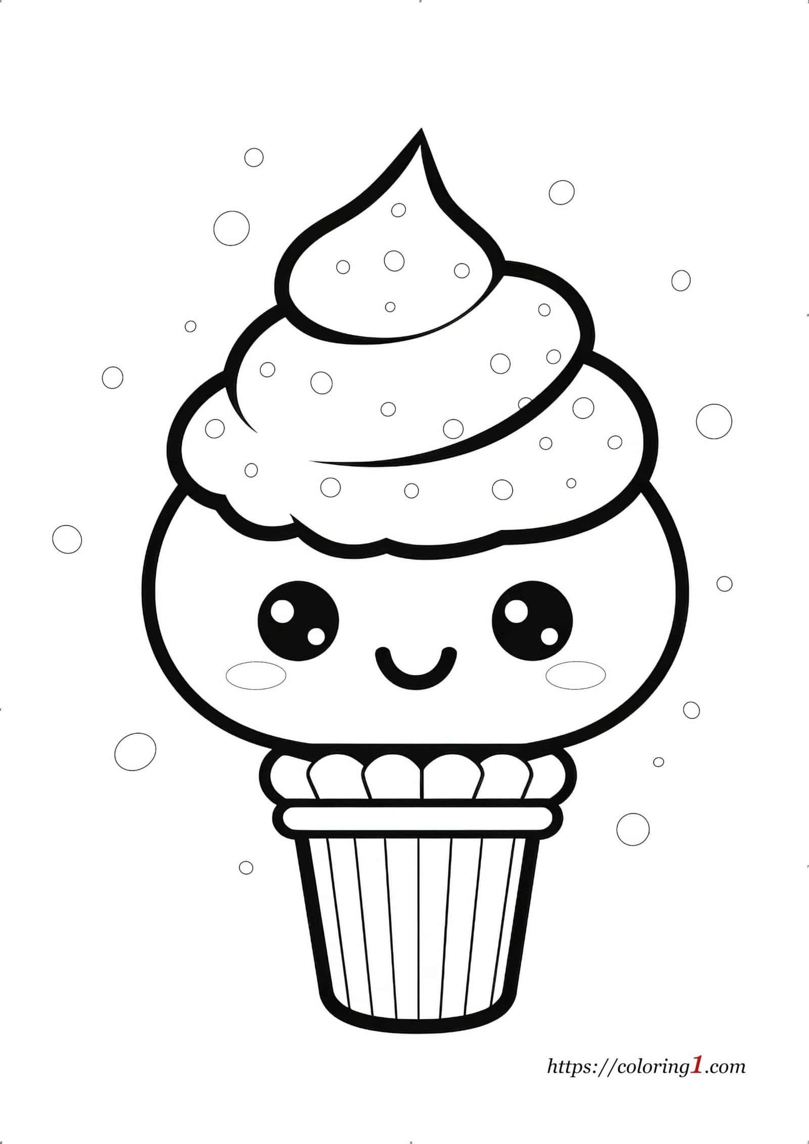 Kawaii Ice Cream coloring page for kids