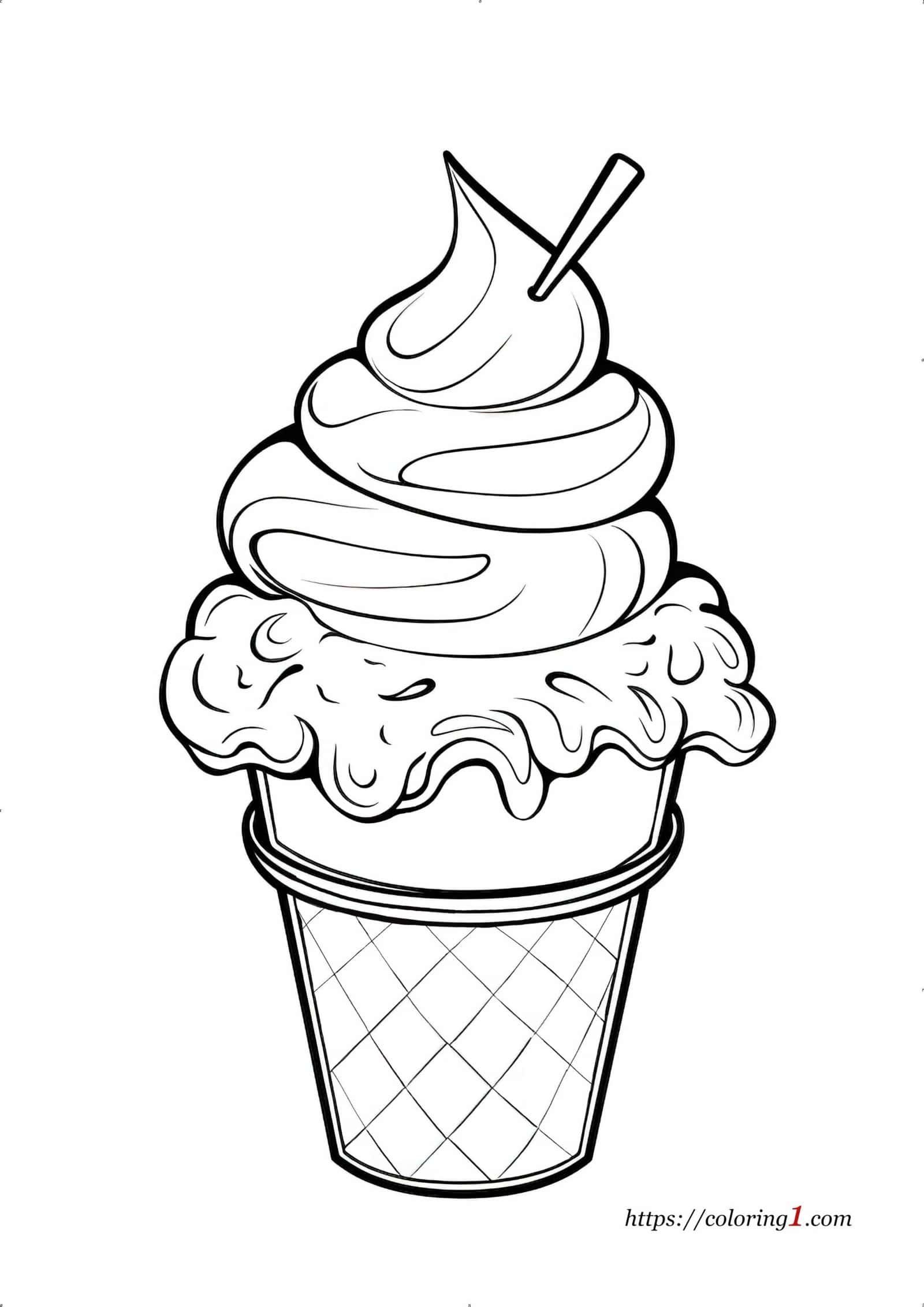 Realistic Ice Cream coloring page for kids and adults
