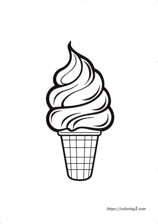 Simple Ice Cream Cone free printable coloring page