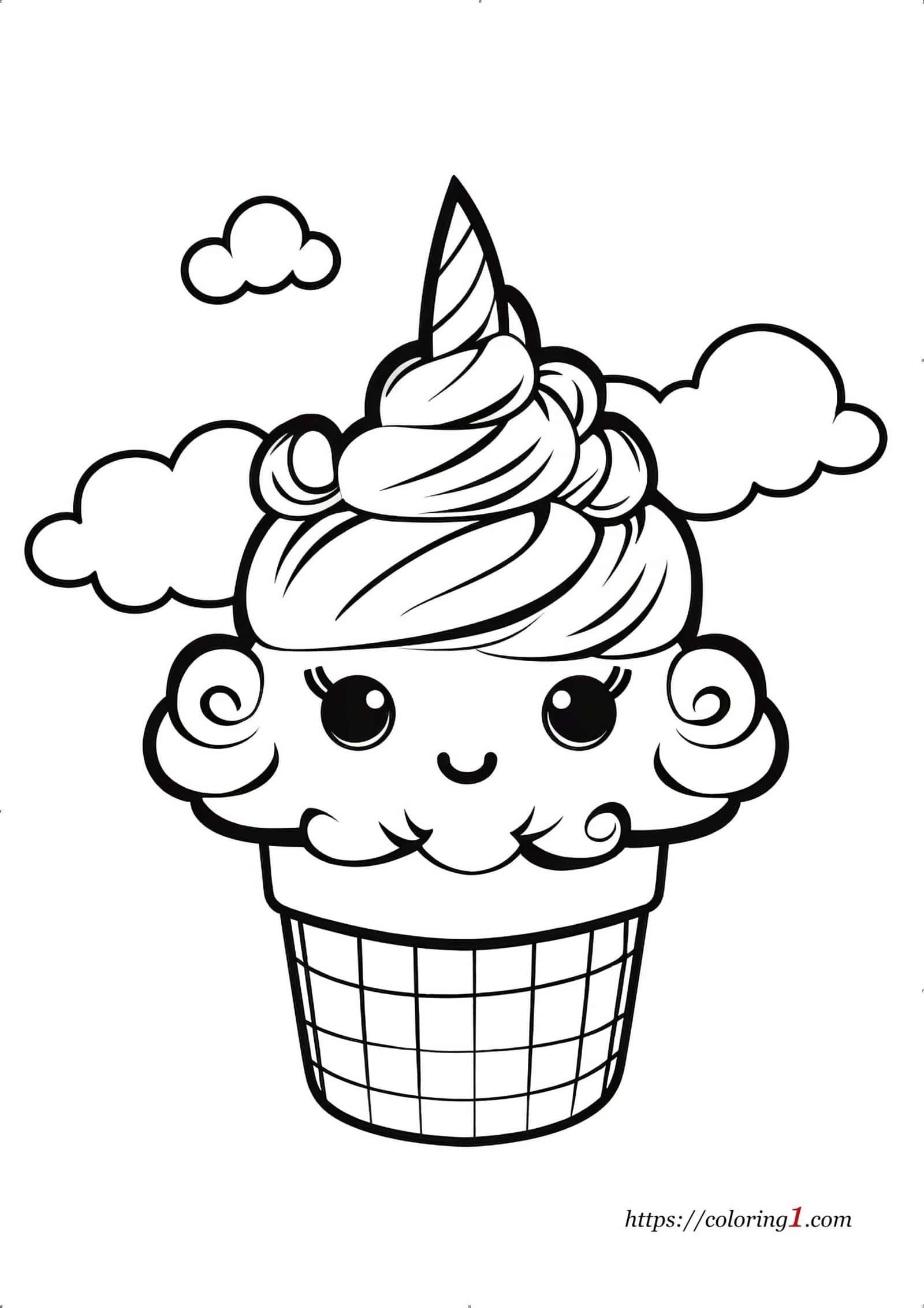 Unicorn Ice Cream free printable coloring page
