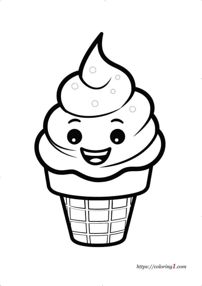 Vanilla Ice Cream coloring page for boys and girls