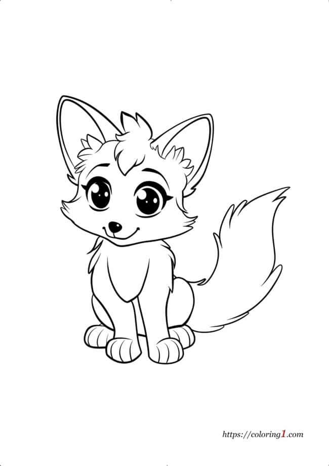 Anime Fox coloring page for kids