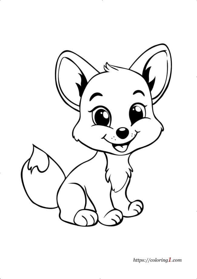 Baby Fox free printable coloring page